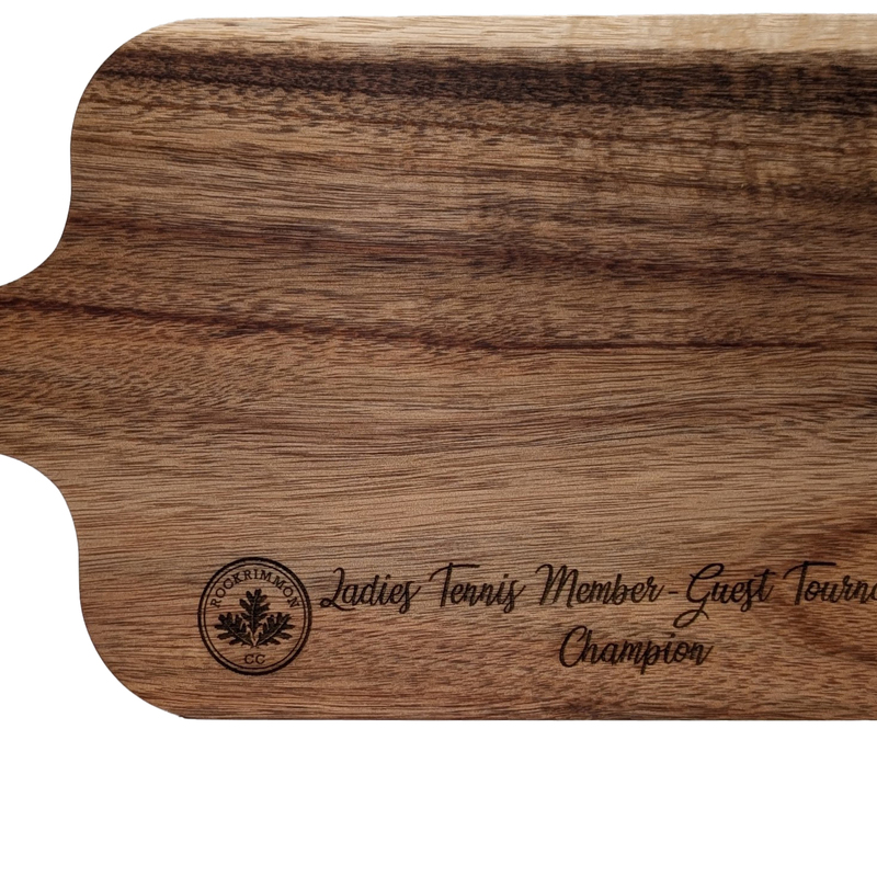 Engraved Wood Cutting Board as an award for winning a tennis tournament