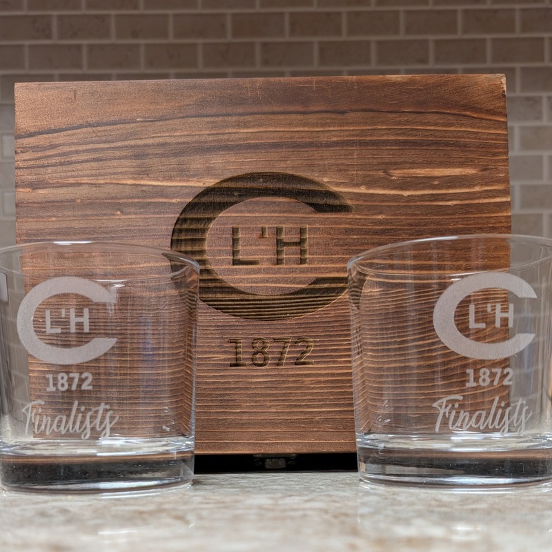 Engraved Rock Glass Set for the Finalists in a Tennis Tournament